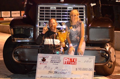 Mike Morgan, shown with his wife Wendy, picked up his first Minimizer Bandit Big Rig Series win June 10 at Greenville-Pickens Speedway in Easley, S.C. (Credit Leaha Proffitt)