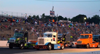 Darren Proffitt (No. 27) starts on the pole position with Bob Boileau on the outside Saturday at Greenville-Pickens Speedway. (Credit Leaha Proffitt)