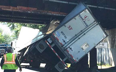 Truck driver Kirisanthan Senathi struck a low bridge in Tonawanda, N.Y., Tuesday, May 30.