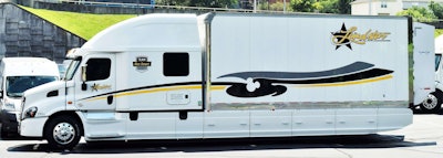 Recognize this rig and its unique side-fairing treatment by the folks from Bolt Custom Trucks? Overdrive detailed the design almost three years ago, before owners Bob and Linda Caffee, had put it fully into service. Now leased to Landstar and hauling mostly Department of Defense freight in the 2015 Freightliner expediter, the Caffees were runners-up in the Expediter of the Year program. Bob says the two have begun spec’ing another Cascadia and are most likely to retain this one, employing a team to run it in their growing operation.