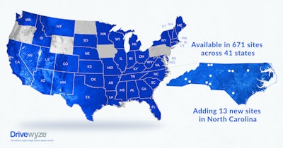Drivewyze will add 13 sites in North Carolina to its weigh station bypass service on Aug. 1.