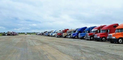 As this photo from Seguin show, trucks staged there at the site of the Randolph Air Force Base Auxiliary Airport. Monday afternoon, Ater sat on a runway where around 150 other trucks were staged for power-only efforts in support of Hurricane Harvey relief.