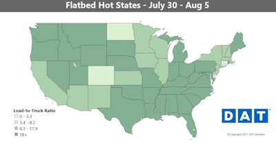 Dat Flatbed Hot States Map 2017 Jul30 Aug5 2017 08 10 15 15