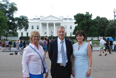 Sherri Brumbaugh, left, poses for a photo at the White House on Tuesday with ATA VP Bill Sullivan and Greene Group CEO Tana Greene.