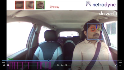 This illustration comes from a test of a feature in development as a potential part of the Driver-i platform from the Netradyne company, one of a few tech companies around the world either working on or already deploying facial-reading features aimed at detecting fatigue and alerting drivers and the back office.