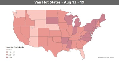 We are in the middle of a seasonal transition, so there’s a geographic shift. More loads are available in the Upper Midwest and Northeast, while the Southeast is winding down, and trends in the Western region are mixed. The end result is a one cent per mile decline in the national average rate for the week, which is a very small change in an otherwise fairly strong market.