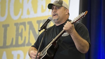 Richard Woods performing “Gran” at the 2017 Trucker Talent Search finale Friday at the Great American Trucking Show. (Photo by Ian Holl)