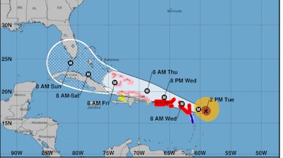 The National Hurricane Center’s 5-day forecast for Irma’s path.