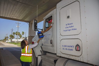 Patricia Gonzales and other staff from the Port of Brownsville, Texas, handed out hundreds of insulated lunch bags with snacks and other items to drivers as a sign of their gratitude during Trucker Appreciation Week.