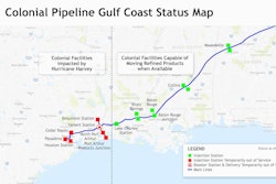 Colonial issued this map of its pipeline closures Thursday.