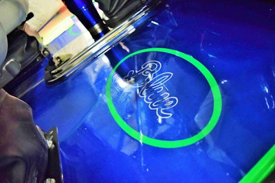 Not bad for a guy who works this unit hauling sand, of all things, to golf courses around Texas, mostly. The painted, polished aluminum floor takes a beating with the sand grains — Regalado and son and co. compounded and buffed it to this finish prior to the GATS show this year.