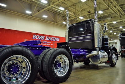 From the passenger side of the rig, as Madden points out, removal of the sleeper on the 246-inch wheelbase unit years ago and repositioning of the tanks on it give the look of an extended-frame truck.