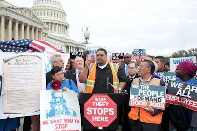 Port truckers were on hand at the Capitol when the group of Democratic lawmakers announced their legislation.