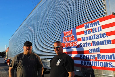 Owner-operators and ELD or Me moderators Brian Bucenell (pronounced “Bushnell”, left) and Rob Hallahan met up this week at the tail end of a truck show in Perrysburg, Ohio, where Brian took Best of Show for his Pete (see below), and made their way to Doswell. On the route out of Ohio, they happened upon the scene of an accident — a head-on collision in the wee hours precipitated by a pickup running the wrong way on I-77. The truckers were the first on the grisly scene and did what they could to assist those involved until the pickup’s driver was airlifted out to a hospital. Bucenell took it as a good omen, he says, for the week ahead: “We were there to help. I’m going to take it since we were there to help, we were in the right spot at the right time,” he says. “That’s kind of like saying we’re in the right spot at the right time right now.”