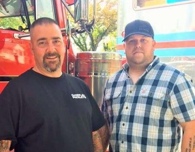Owner-operator Rob Hallahan (pictured, left, with fellow owner-operator Brian Bucenell) in 2017. Catch multiple views on Hallahan’s 2019 KW via this link.