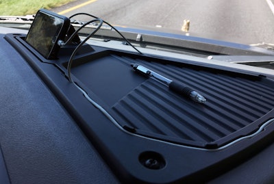 The USB charger-enabled dash tray is handy for keeping your cell phone out of the cupholder.