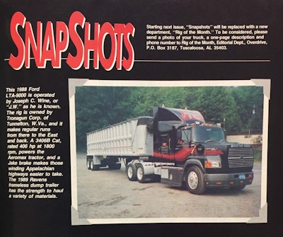 A snapshot of a page in Overdrive from the late ’80s/early ’90s featuring one of the Rhodes’ LTA9000 Fords