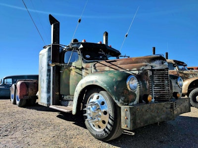 “Endee” 1942 International cab with a custom 36-by-78-inch “Custom Cutter” sleeper and a 6BTA Cummins engine.