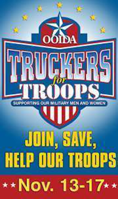 OOIDA’s 10th annual Truckers for Troops campaign will be held Nov. 13-17.