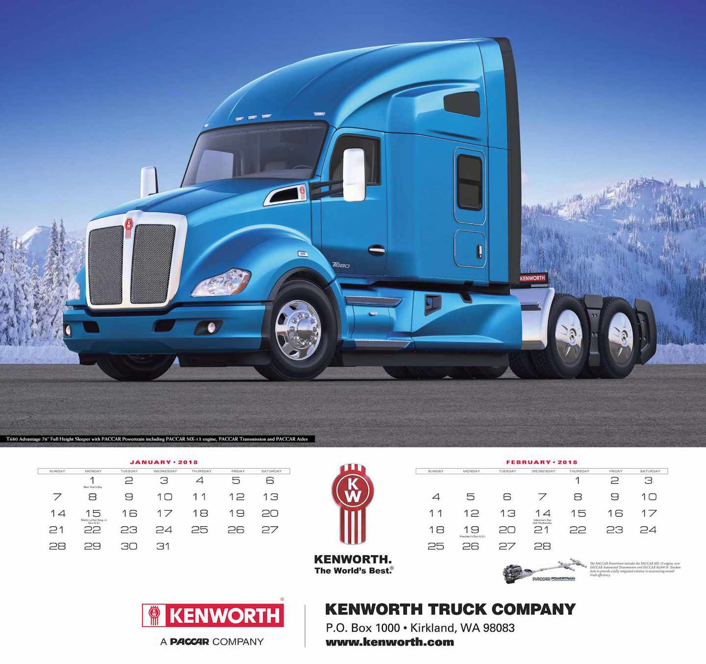 2018 Kenworth calendars now available Overdrive