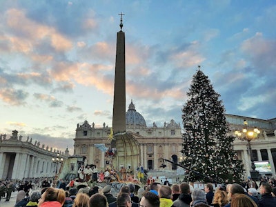 The official illumination ceremony of this Christmas tree took place on St. Peter’s Square in the Vatican Thursday, December 7.