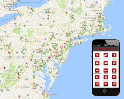 The Trucker Tools “Smart Capacity” predictive freight matching feature’s map view for the back office.