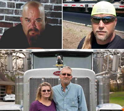 Steve Brooks (top left), Micheal Wheeler (top right) and Lee Schmitt, shown with his wife Lisa (bottom), were chosen to receive Super Bowl tickets from One20.