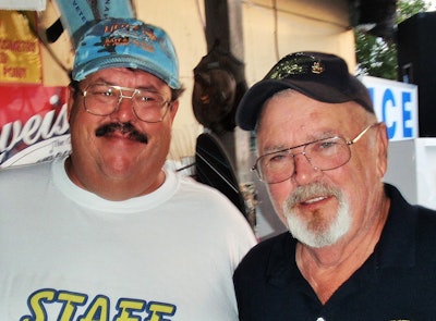 Hardman (left) with a longtime friend, the late author and Navy veteran Chief Jim “Patches” Watson