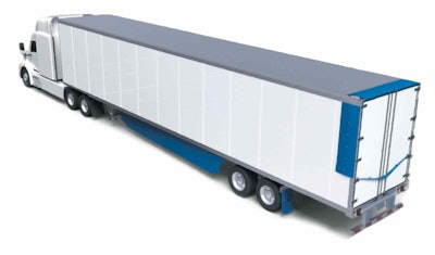 The blue components are part of Michelin’s new trailer aerodynamics package.