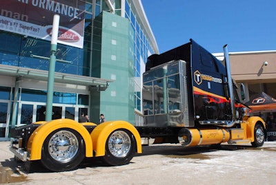 A vinyl tank and side-box wrap, in addition to an added stripe, accentuate the paint, laid down in Minnesota in a process memorialized for eternity by Wendy Parker on her blog here in Overdrive last year.