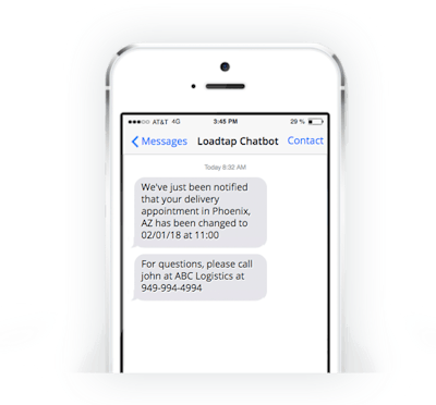 The Loadtap chatbot helps dispatchers and brokers communicate with drivers a variety of load-status messages.
