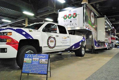 Wreaths Across America’s new display trailer, pictured at the Mid-America Trucking Show, features a mini-theater, historical displays about the nonprofit organization’s history and opportunities for drivers and carriers to connect with the company, whether as a volunteer carrier in the Honor Fleet or as a Rolling Ambassador behind the wheel.