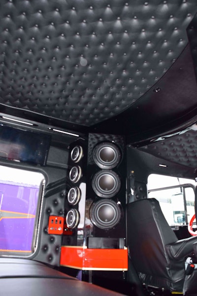 This Kenworth “Jawbreaker,” shown by F.B. Deyo Inc. of Crown Point, N.Y., has an extensive speaker system.