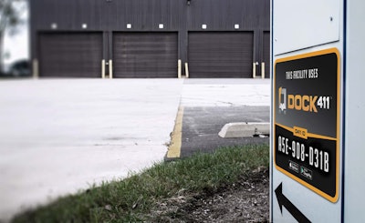 This example metal sign provides a shipper’s Dock411 app information to incoming truckers and is offered as a benefit to shippers who participate in Dock411’s new subscription-based service for them. Dock411’s Daniel Serewicz hopes his company’s app will be a utility for truckers and shippers alike to save time on phone calls for directions and, increasingly, parking options nearby or on-site. Photo courtesy of Dock411