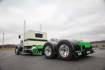 The truck features a 58-inch flattop sleeper and sits on a 312-inch wheelbase.