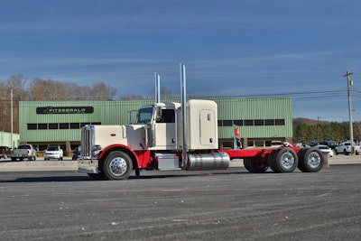 Shown is the Peterbilt 389 before the Fitzgerald crews began the customization project.