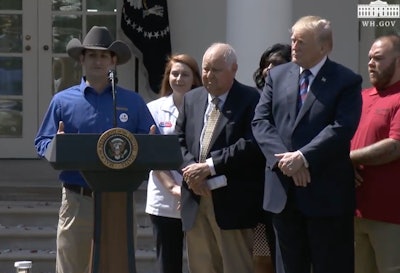 Werner Enterprises Operation Freedom driver Quinton Ward details how President Trump’s tax reform has benefited him. Other drivers and trucking executives also attended.