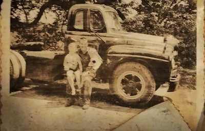 Thornburgh’s first truck, a late-30s/early-40s International gas job with a 269 Blue Diamond engine. He took out the sleeves to make a 308 powerhouse.