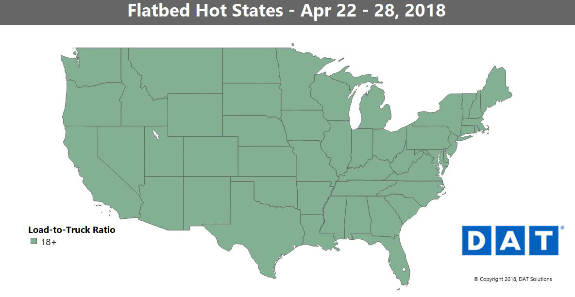 DAT FlatbedHotStatesMap-2018-Apr22-28-2018-05-03-12-36