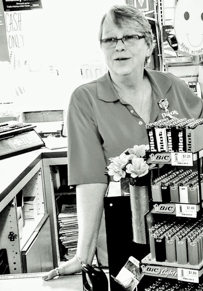 Dawn L. working behind the Pilot truck stop counter