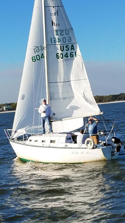 The Keiths usually haul freight coast to coast, but with stops in Wisconsin. “We stay out 21 to 24 days, then go home seven to 10 days,” Phil says. “When we get home, we want to stay there and enjoy it.” One favorite pastime is getting out on their sailboat, whether racing in a local yacht club event or just sailing around Gulf of Mexico islands for pleasure. That’s Keith (right) on his 25-foot Hunter sailboat, “Blow me away.”