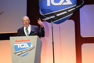 After winning $25,000 with the owner-operator award, Keith addressed fleet executives at TCA’s annual meeting. The same amount was given to Stephen Richardson of Tennessee-based Big G Express, named 2017 Company Driver of the Year. Finalists for both awards won $2,500 each. All prize money was made possible by contest sponsors Cummins and Love’s Travel Stops. Partnering with TCA in producing the awards are Overdrive, for the owner-operator award, and sister brand Truckers News, for the company driver award.