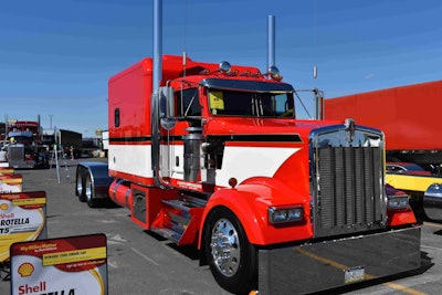 Jim and Carol Steffey drive this 2016 Kenworth W900 for Lanita Specialized. The truck is owned by Scott Diller. It features a 110-inch ARI sleeper and is powered by a Cat motor with an 18-speed.