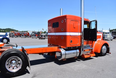 Cecil Wolfe, and his son Jeremiah, decided the bright orange paint scheme would be more attention-grabbing for truck shows than the original green and white scheme on the truck.