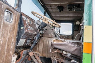 Here you can see the air conditioner on the roof with part of the venting system running back into the sleeper to keep it cool. Everything is right there for the driver, just a really good layout.