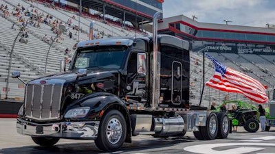 Bob Foran took this Peterbilt for a victory lap around a NASCAR track after being named Driver of the Year. (Image Courtesy of Montgomery Transport)