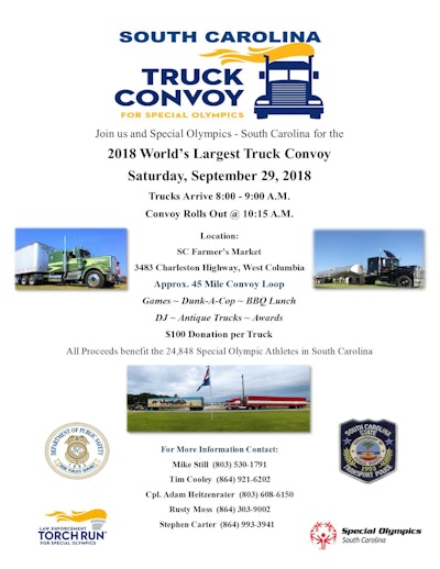 Click through the image to size up the flyer for details on the S.C. convoy for Special Olympics.