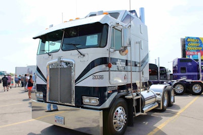 This 1993 Kenworth K100E, owned by Matt Schleuger, picked up a win in the Working Truck Cabover category at the Walcott Truckers Jamboree.
