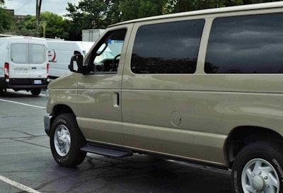 The Ford van in which owner-operator Paxton began his expediting career was on hand at the show, hauling in parts in Eric Redden’s expediter-van-upfitting business, Red’s Custom Design.