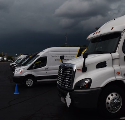 Mid-afternoon view on the truck lot at the Expedite Expo Friday, July 20, as a big storm rolled in.